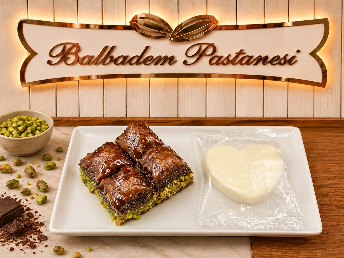 Bol Fıstıklı Çkolalatalı Kuru Baklava Menü