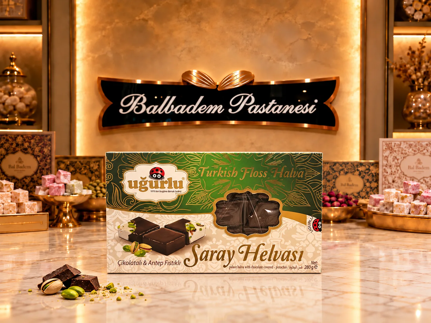 Çikolata Kaplamalı & Antep Fıstıklı Saray Helvası ( 280 gr )