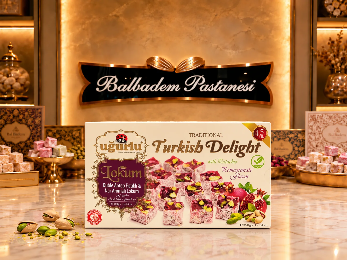 Duble Antep Fıstıklı Nar Aromalı Lokum ( 350 gr )